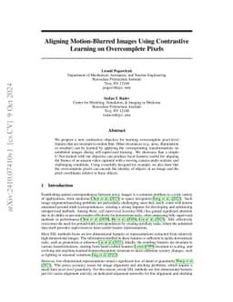 Aligning Motion-Blurred Images Using Contrastive Learning on
  Overcomplete Pixels