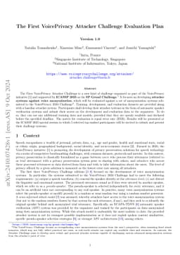 The First VoicePrivacy Attacker Challenge Evaluation Plan