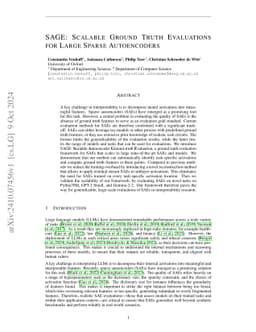 SAGE: Scalable Ground Truth Evaluations for Large Sparse Autoencoders