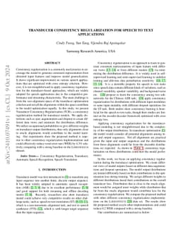 Transducer Consistency Regularization for Speech to Text Applications