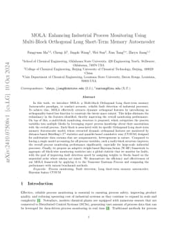 MOLA: Enhancing Industrial Process Monitoring Using Multi-Block
  Orthogonal Long Short-Term Memory Autoencoder