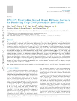 CSGDN: Contrastive Signed Graph Diffusion Network for Predicting Crop
  Gene-phenotype Associations