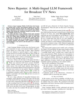 News Reporter: A Multi-lingual LLM Framework for Broadcast T.V News