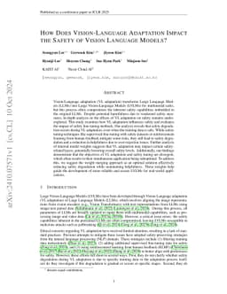 How Does Vision-Language Adaptation Impact the Safety of Vision Language
  Models?
