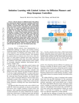 Imitation Learning with Limited Actions via Diffusion Planners and Deep Koopman Controllers