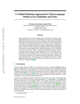 A Unified Debiasing Approach for Vision-Language Models across
  Modalities and Tasks
