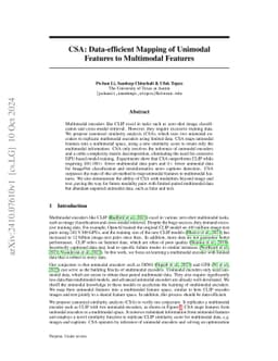 CSA: Data-efficient Mapping of Unimodal Features to Multimodal Features