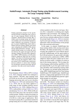 StablePrompt: Automatic Prompt Tuning using Reinforcement Learning for
  Large Language Models