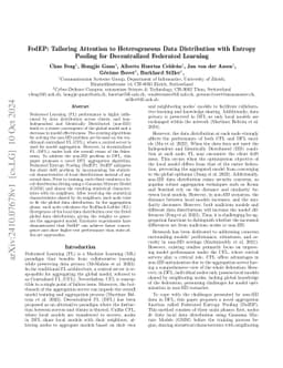 FedEP: Tailoring Attention to Heterogeneous Data Distribution with Entropy Pooling for Decentralized Federated Learning