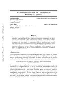 A Generalization Result for Convergence in Learning-to-Optimize