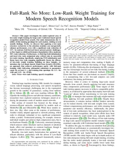 Full-Rank No More: Low-Rank Weight Training for Modern Speech
  Recognition Models