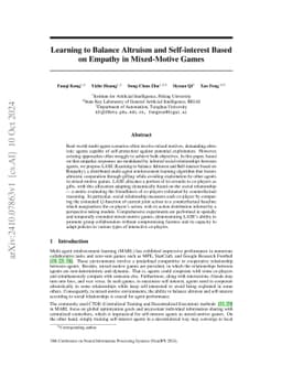 Learning to Balance Altruism and Self-interest Based on Empathy in Mixed-Motive Games