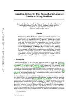 Executing Arithmetic: Fine-Tuning Large Language Models as Turing
  Machines