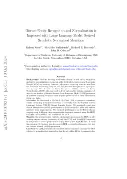 Disease Entity Recognition and Normalization is Improved with Large
  Language Model Derived Synthetic Normalized Mentions