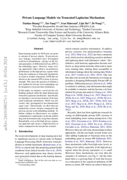 Private Language Models via Truncated Laplacian Mechanism