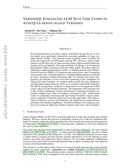 VerifierQ: Enhancing LLM Test Time Compute with Q-Learning-based
  Verifiers