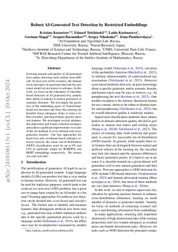 Robust AI-Generated Text Detection by Restricted Embeddings