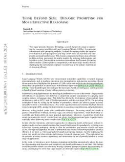 Think Beyond Size: Dynamic Prompting for More Effective Reasoning