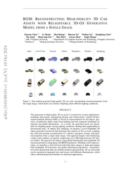 RGM: Reconstructing High-fidelity 3D Car Assets with Relightable 3D-GS
  Generative Model from a Single Image