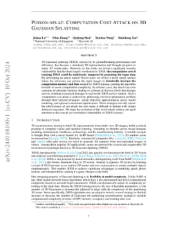 Poison-splat: Computation Cost Attack on 3D Gaussian Splatting