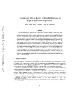 Features are fate: a theory of transfer learning in high-dimensional
  regression