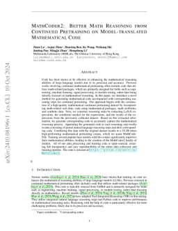 MathCoder2: Better Math Reasoning from Continued Pretraining on
  Model-translated Mathematical Code