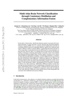 Multi-Atlas Brain Network Classification through Consistency
  Distillation and Complementary Information Fusion