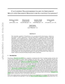 Can Looped Transformers Learn to Implement Multi-step Gradient Descent
  for In-context Learning?