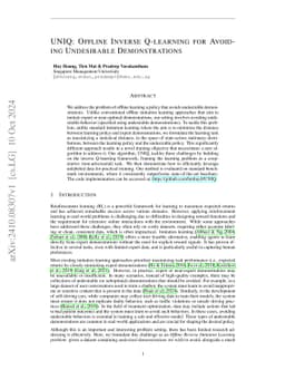 UNIQ: Offline Inverse Q-learning for Avoiding Undesirable Demonstrations