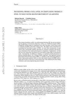 Avoiding mode collapse in diffusion models fine-tuned with reinforcement
  learning