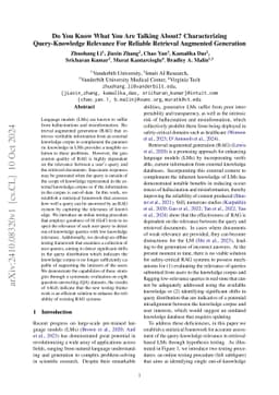 Do You Know What You Are Talking About? Characterizing Query-Knowledge
  Relevance For Reliable Retrieval Augmented Generation