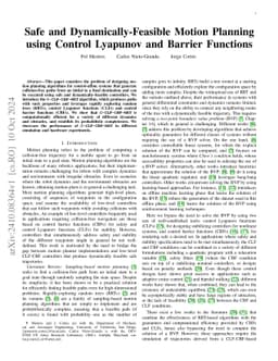 Safe and Dynamically-Feasible Motion Planning using Control Lyapunov and Barrier Functions