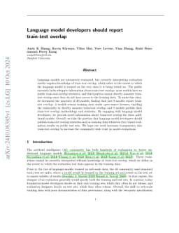 Language model developers should report train-test overlap