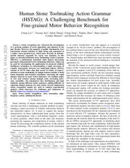 Human Stone Toolmaking Action Grammar (HSTAG): A Challenging Benchmark
  for Fine-grained Motor Behavior Recognition