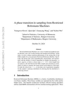 A phase transition in sampling from Restricted Boltzmann Machines