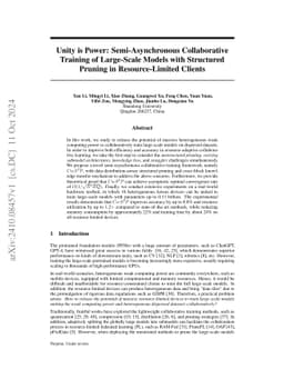 Unity is Power: Semi-Asynchronous Collaborative Training of Large-Scale
  Models with Structured Pruning in Resource-Limited Clients