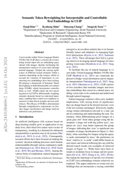 Semantic Token Reweighting for Interpretable and Controllable Text
  Embeddings in CLIP