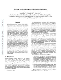 Towards Sharper Risk Bounds for Minimax Problems