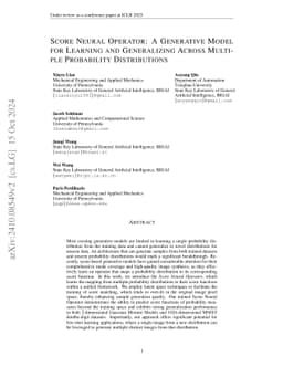 Score Neural Operator: A Generative Model for Learning and Generalizing
  Across Multiple Probability Distributions