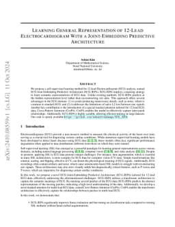 Learning General Representation of 12-Lead Electrocardiogram with a
  Joint-Embedding Predictive Architecture