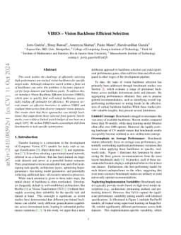 VIBES -- Vision Backbone Efficient Selection