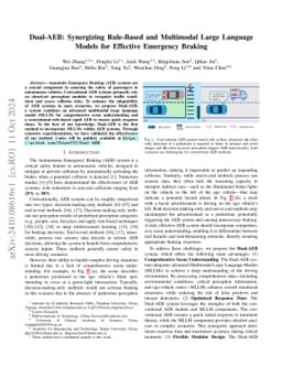 Dual-AEB: Synergizing Rule-Based and Multimodal Large Language Models
  for Effective Emergency Braking
