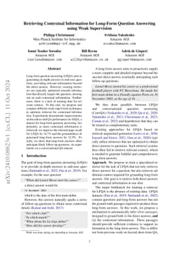 Retrieving Contextual Information for Long-Form Question Answering using
  Weak Supervision