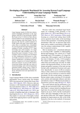 Developing a Pragmatic Benchmark for Assessing Korean Legal Language
  Understanding in Large Language Models