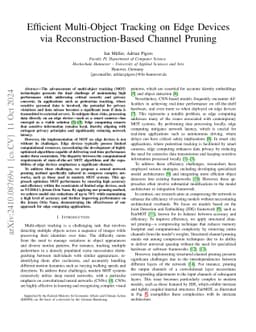 Efficient Multi-Object Tracking on Edge Devices via Reconstruction-Based
  Channel Pruning