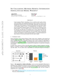 Do Unlearning Methods Remove Information from Language Model Weights?