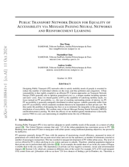 Public Transport Network Design for Equality of Accessibility via
  Message Passing Neural Networks and Reinforcement Learning