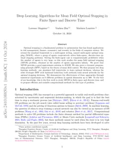 Deep Learning Algorithms for Mean Field Optimal Stopping in Finite Space
  and Discrete Time