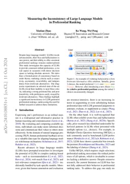 Measuring the Inconsistency of Large Language Models in Preferential
  Ranking