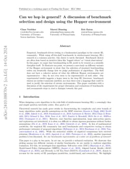 Can we hop in general? A discussion of benchmark selection and design
  using the Hopper environment